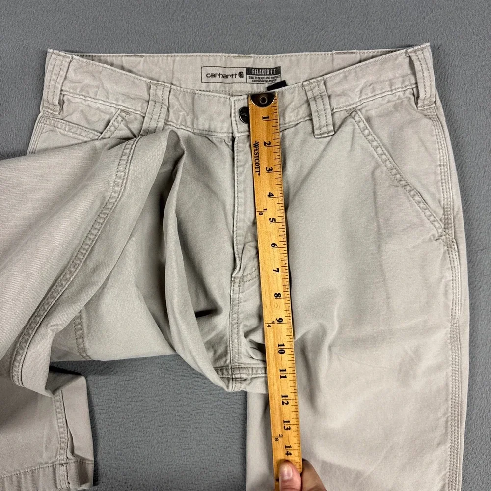 Carhartt Work Pants Mens 32x32 (Fits 30x30) Beige Rugged Flex Relaxed Fit Canvas